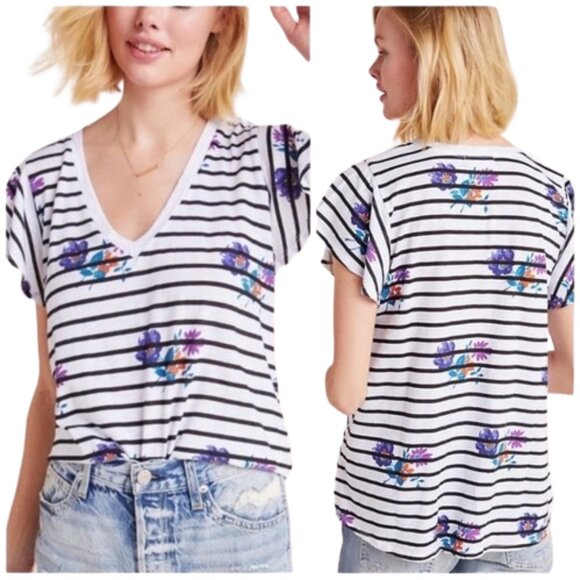 Anthropologie t.la Wayfaring Floral Striped Tee - Picture 2 of 9